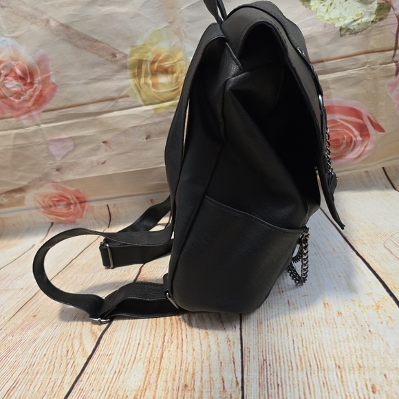 Black Chain-Embellished Backpack - Picture 3 of 7